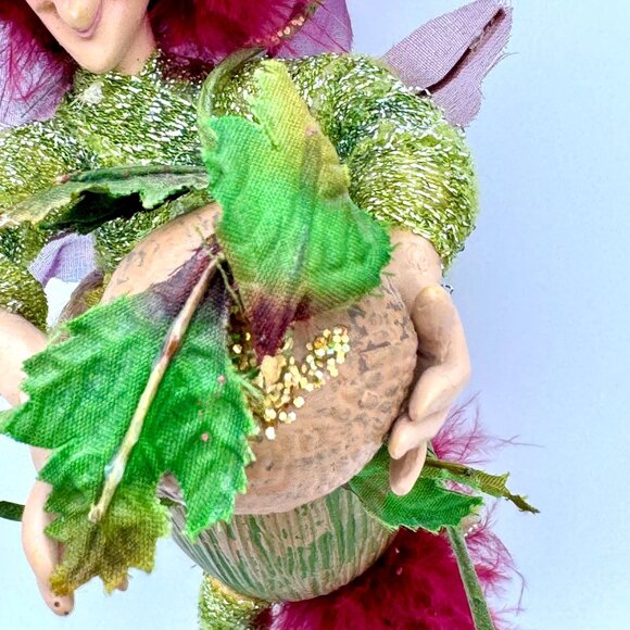 Vintage Christmas Traditions By Aldik Elf Posable Acorn Belt Fairy - Picture 6 of 9